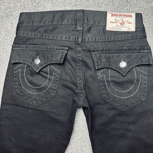 True Religion Mens Jeans Black Size 31 Buddha Distressed RN #112790 CA# 57414 - Picture 1 of 10